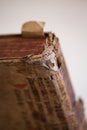 Old tattered book. Sheets of an old thick book. The old pages are tattered, torn. Ancient book Royalty Free Stock Photo