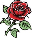 Old tattooing school colored icon with rose symbol vector illustration