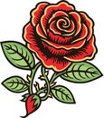 Old tattooing school colored icon with rose symbol vector illustration