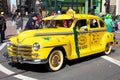 Old taxi at San Francisco Saint Patrick's Parade Royalty Free Stock Photo