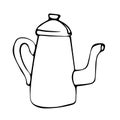 Old teapot hand drawn vector