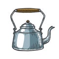 Old teapot kettle sketch engraving vector