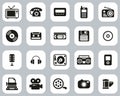 Old Technology Icons Black & White Flat Design Set Big Royalty Free Stock Photo