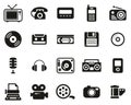 Old Technology Icons Black & White Set Big Royalty Free Stock Photo