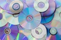 Old technology, waste compact disc collection decoration for pattern. cd background concept. Royalty Free Stock Photo