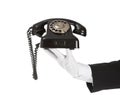 Old Telephone in battler hand