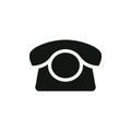 Old telephone, contact button black isolated vector icon