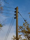 Old telephone pole in Europe Royalty Free Stock Photo