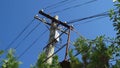 old telephone pole wooden pole Royalty Free Stock Photo