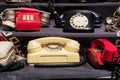 Old telephones at a memorabilia store.