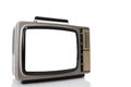 Old television with cut out screen isolate on a white. Royalty Free Stock Photo