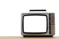 Old television with cut out screen isolate on a white. Royalty Free Stock Photo