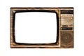Old television isolated on white Royalty Free Stock Photo