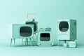 Old televisions and vintage radio player Royalty Free Stock Photo