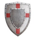 Old templar or crusader metal shield 3d illustration