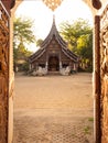 Old Temple in Chiang Mai, Thailand. Old Lanna temple - Wat Pan Sao and carved wood gate