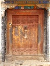 Old temple door, Palcho Monastery, Gyantse, Shigatse Prefecture, Tibet Autonomous Region Royalty Free Stock Photo