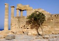Old temple in Lindos Acropolis Royalty Free Stock Photo