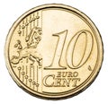 Old ten cents euro coin. Royalty Free Stock Photo