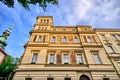 Old tenement house with dramatic sky in Prague - Czech Republic Royalty Free Stock Photo