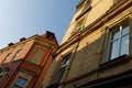 Old tenement houses, red and yellow Royalty Free Stock Photo