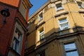 Old tenement houses, red and yellow Royalty Free Stock Photo