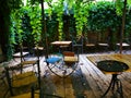 Old terrace - wooden table and chairs