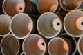 Old terracotta plant pots close up Royalty Free Stock Photo