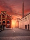 Old Textile Factory during Sundown Royalty Free Stock Photo