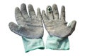 Old Textile work gloves with rubber isolated on white with clipping path Royalty Free Stock Photo