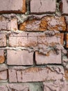 Old textured brick wall covered with pink paint. Royalty Free Stock Photo