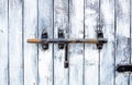 Old textured vintage wood door with rusty metal lock in South of Italy Royalty Free Stock Photo