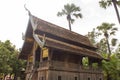 old thai wood chapel in temple lanna style