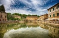 Old thermal baths in the medieval village Bagno Vignoni, Siena province,Tuscany, Italy. Royalty Free Stock Photo