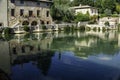 Old thermal baths in the medieval village Bagno Vignoni, Tuscany Royalty Free Stock Photo