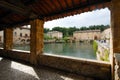 old thermal baths in the medieval village Bagno Vignoni, Tuscany, Ital Royalty Free Stock Photo