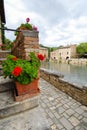 Old thermal baths in the medieval village Bagno Vignoni, Tuscany, Ital Royalty Free Stock Photo