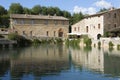 Old thermal baths in the medieval village Bagno Vignoni,  Italy Royalty Free Stock Photo