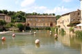 Old thermal baths in the medieval village of Bagno Vignoni Royalty Free Stock Photo