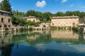 old thermal baths in the medieval village Bagno Vignoni Royalty Free Stock Photo
