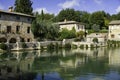 Old thermal baths in the medieval village Bagno Vignoni, Tuscany Royalty Free Stock Photo