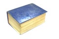 Old thick book blue cover on white background Royalty Free Stock Photo