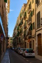 A old thin street in old town of Palma de Malorca, Spain Royalty Free Stock Photo