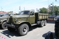 Old three-axle four-wheel drive army truck.