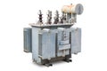 Old three phase open type oil immersed transformer Royalty Free Stock Photo