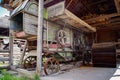 The old threshing machine from Sarbi village, Budesti commune, Maramures county, Romania. Royalty Free Stock Photo