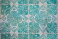 Old tile wall Portugal turquoise Royalty Free Stock Photo