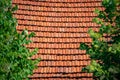 Old tiled roof of house in Europe Royalty Free Stock Photo