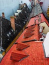 old tiled roofs and chimneys Royalty Free Stock Photo