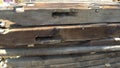 Old Timber Frame Lumber Being Carefully Laid and Stored for Restoration